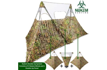 Image of Nukem Grab &amp; Go Hunting Ground Blind Double Up System, Mossy Oak Greenleaf 3D Leafy, Regular, NKDUS3GL3DREG