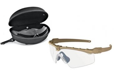 Image of Oakley SI Ballistic M Frame 3.0 Sunglasses, Dark Bone Frame, Clear and Grey Lenses OO9146-07