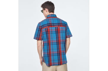 Image of Oakley Checked Woven Short Sleeve Shirt - Mens, Orange Check, Extra Small, FOA400030-97E-XS