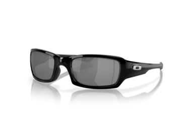 Image of Oakley Fives Squared Mens Sunglasses Polished Black Frame, Black Iridium Polarized Lens OO9238-06