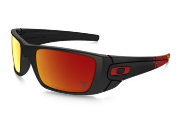 Image of Oakley Fuel Cell Sunglasses Matte Black Frame, Ruby Iridium Lens-OO9096-A8