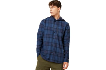 Image of Oakley Icon Hooded Shirt - Mens, Foggy Blue, Large, 401925-6FB-L