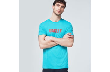 Image of Oakley Logo Stars Short Sleeve Tee - Mens, Wave Blue, Extra Large, FOA400068-6W6-XL