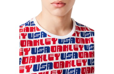 Image of Oakley Logo Usa Allover Tee - Mens, White, Medium, 457884-100-M