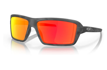 Image of Oakley OO9129 Cables Sunglasses - Mens, Black Camo Frame, Prizm Ruby Lens, 63, OO9129-912904-63