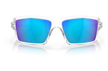 Image of Oakley OO9129 Cables Sunglasses - Mens, Polished Clear Frame, Prizm Sapphire Polarized Lens, 63, OO9129-912905-63
