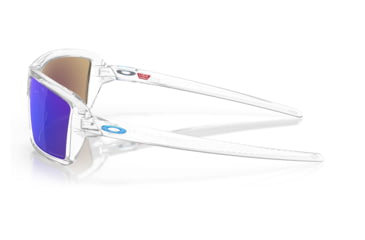 Image of Oakley OO9129 Cables Sunglasses - Mens, Polished Clear Frame, Prizm Sapphire Polarized Lens, 63, OO9129-912905-63