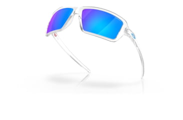 Image of Oakley OO9129 Cables Sunglasses - Mens, Polished Clear Frame, Prizm Sapphire Polarized Lens, 63, OO9129-912905-63