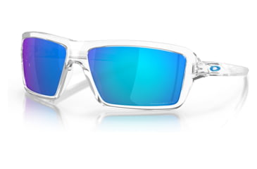 Image of Oakley OO9129 Cables Sunglasses - Mens, Polished Clear Frame, Prizm Sapphire Polarized Lens, 63, OO9129-912905-63