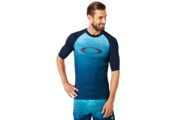 Image of Oakley Rashguard Short Sleeve Tee - Mens, Fathom, Large, 482399-6AC-L