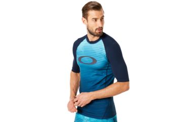 Image of Oakley Rashguard Short Sleeve Tee - Mens, Fathom, Large, 482399-6AC-L