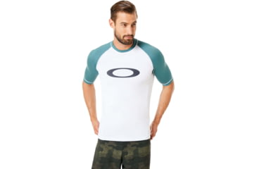 Image of Oakley Short Sleeve Rashguard Tee - Mens, White, Extra Small, 482399-100-XS