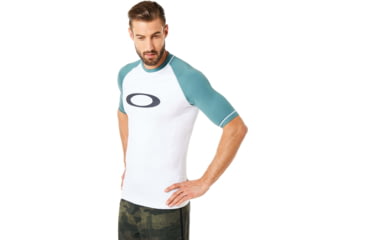 Image of Oakley Short Sleeve Rashguard Tee - Mens, White, Extra Small, 482399-100-XS