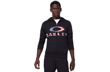 Image of Oakley SI Bark FZ Hoodie - Mens, Black/American Flag, XL, 461643-01VXL-XL