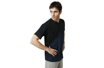 Image of Oakley SI Enhance Slant Short Sleeve Henley 9.0 - Mens, Blackout, Medium, 457723-02E-M