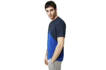 Image of Oakley SI Enhance Slant Short Sleeve Henley 9.0 - Mens, Fathom, Medium, 457723-6AC-M