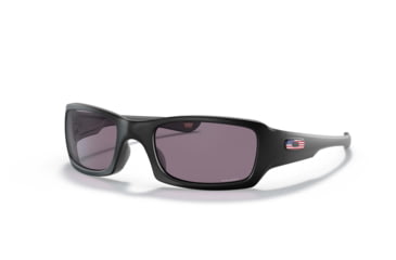 Image of Oakley SI Fives Squared Sunglasses, Matte Black/USA Flag Frame, Prizm Gray Lens, OO9238-3554
