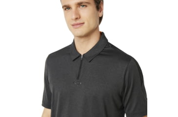 Image of Oakley SI Perf Ellipse Golf Polo Short Sleeve - Mens, Jet Black Heather, Small, 434340-01S-S