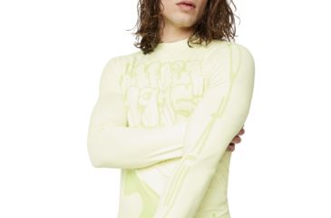 Image of Oakley SI Staple 1975 Long Sleeve Rashguard - Mens, Pale Lime Yellow, Small, 482600-51A-S