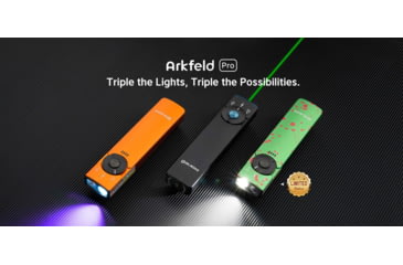 Image of Olight Arkfeld Pro LED Rechargeable Flashlight / UV Light &amp; Green Laser, 1300 Lumen, Black, FL-OL-ARKFELDPRO-CWBK