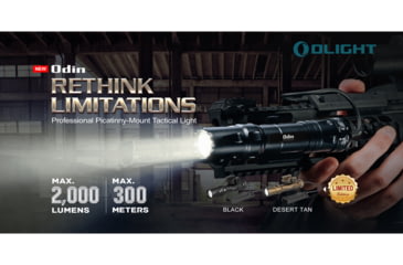 Image of Olight Odin Rechargeable LED Flashlight, Natural White, 2000 Lumens, Black, FL-OL-ODIN-BK