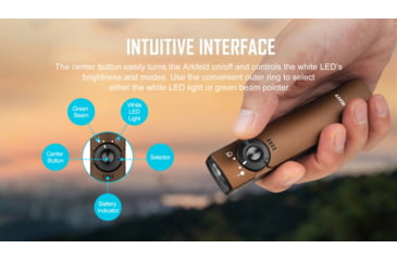 Image of Olight Olight Arkfeld 1000 Lumen Rechargeable EDC Flashlight &amp; Green Laser, Black, FL-OL-ARKFELD-CWBK