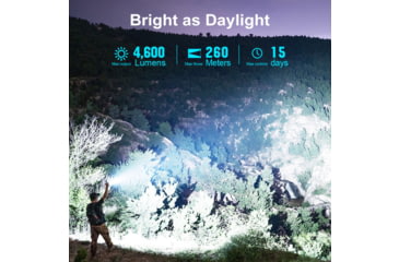 Image of Olight Seeker 4 Pro CW, Rechargeable Handheld Flashlight, 4,600 Lumens, Black, Includes Holster, SEEKER4PROMTBKCW