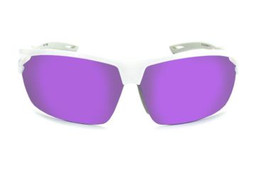 Image of Optic Nerve Tach Sunglasses, Shiny White with Grey Frame, Lens 2 Sets- Grey w/Purple Mirror, Copper 17058