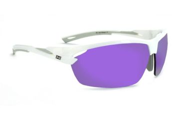 Image of Optic Nerve Tach Sunglasses, Shiny White with Grey Frame, Lens 2 Sets- Grey w/Purple Mirror, Copper 17058