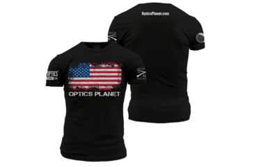 Image of OpticsPlanet Exclusive Grunt Style American Flag T-Shirt Mens, Black, Small, 3001-Black-S