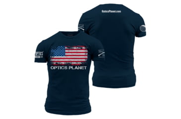 Image of OpticsPlanet Exclusive Grunt Style American Flag T-Shirt Mens, Navy, Extra Large, 3001-Navy-XL