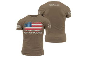 Image of OpticsPlanet Exclusive Grunt Style American Flag T-Shirt Mens, Tan, 2XL, Tan-499-Tan-XXL