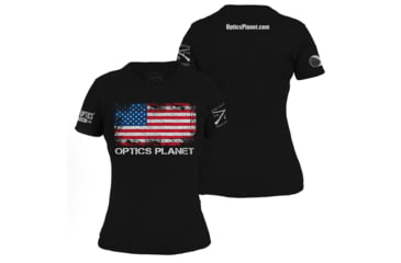 Image of OpticsPlanet Exclusive Grunt Style American Flag T-Shirt Womens, Black, Extra Large, 3900-Black-XL