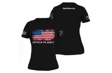 Image of OpticsPlanet Exclusive Grunt Style American Flag T-Shirt Women's, Black, Large, 3900-Black-L, EDEMO1