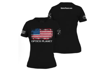 Image of OpticsPlanet Exclusive Grunt Style American Flag T-Shirt WoMens, Black, Small, 3900-Black-S