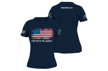 Image of OpticsPlanet Exclusive Grunt Style American Flag T-Shirt Womens, Navy, Extra Large, 3900-Navy-XL