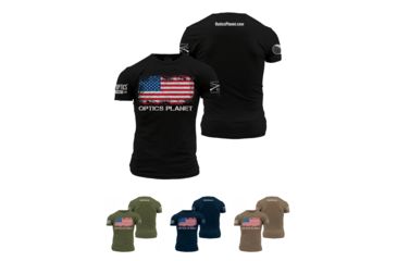 Image of OpticsPlanet Men's Exclusive Grunt Style American Flag T-Shirt, Black, Military Green, Navy, Tan