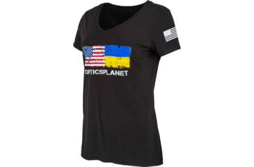 Image of OpticsPlanet Ukraine/US Flag Short Sleeve T-Shirt - Women's, Small, Black, OP-UKRAINE-US-T-Shirt-Black-Small-Women's-Black-Small-Women's