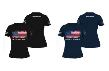 Image of OpticsPlanet Women's Exclusive Grunt Style American Flag T-Shirt, Black, Navy