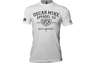 Image of Oscar Mike Built With Pride T-Shirt - Mens, White, L, M-OM-WHITE-01-0237-L