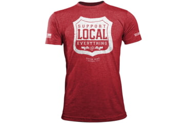 Image of Oscar Mike Support Local Tee - Mens T-Shirts, Heather Red, L, M-OM-RED-01-0218-L