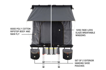Image of Overland Vehicle Systems Mamba 3 Clamshell Aluminum Roof Top Tent -Black Shell &amp; Grey Body, Black/Grey, 18099901