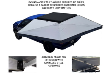 Image of Overland Vehicle Systems Nomadic 270 LT Awning - Driver Side - Dark Gray Cover With Black Cover Universal, 19559907
