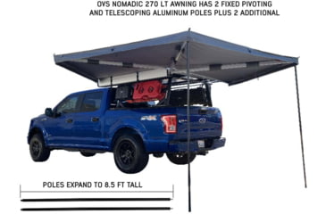 Image of Overland Vehicle Systems Nomadic 270 LT Awning - Driver Side - Dark Gray Cover With Black Cover Universal, 19559907