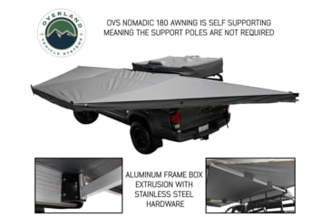 Image of Overland Vehicle Systems Nomadic Awning Tent 180 Degree 88 SF of Shelter With Zip In Wall, Dark Gray, 19619907