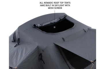 Image of Overland Vehicle Systems Nomadic Extended Roof Top Tent w/ Green Rain Fly and Black Cover - 3+ Person, 4 Season, Dark Gray/Green, 18139936