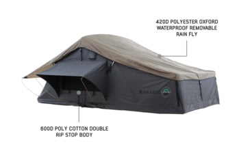 Image of Overland Vehicle Systems Nomadic Extended Roof Top Tent w/ Green Rain Fly and Black Cover - 3+ Person, 4 Season, Dark Gray/Green, 18139936