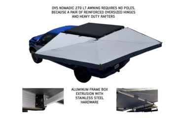 Image of Overland Vehicle Systems Nomadic LT 270 Awning &amp; Wall 1, 2, &amp; Mounting Brackets - Driverside, Grey/Green, 19579907