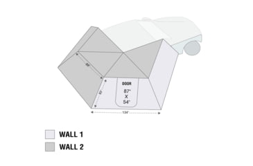 Image of Overland Vehicle Systems Nomadic LT 270 Awning &amp; Wall 1, 2, &amp; Mounting Brackets - Passenger Side, Grey/Green, 19589907
