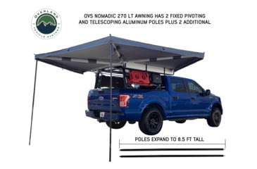 Image of Overland Vehicle Systems Nomadic LT 270 Awning &amp; Wall 1, 2, &amp; Mounting Brackets - Passenger Side, Grey/Green, 19589907